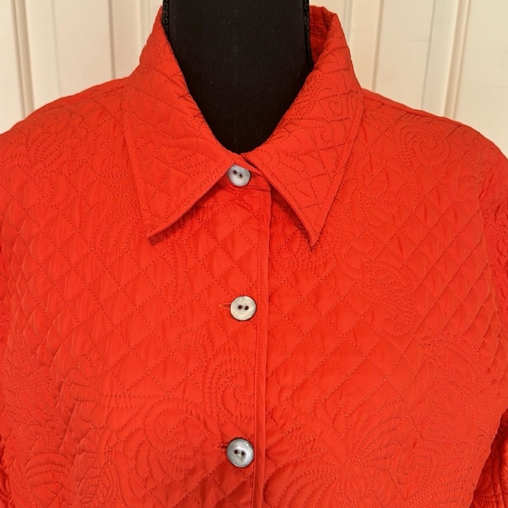 Chicos Quilted Embroidered Orange Jacket size XL Chico’s size 3 - Picture 6 of 10